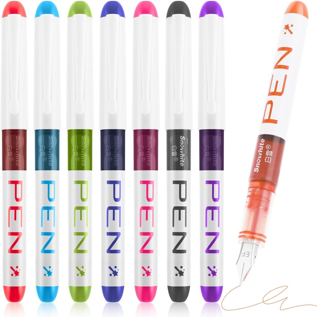 cobee® 8 Colored Disposable Fountain Pens, Multicolor Ink Fine Point Pen Smooth Writing Calligraphy Pens for Sketching Journaling Calligraphy School Office Gift Supplies(Colorful)